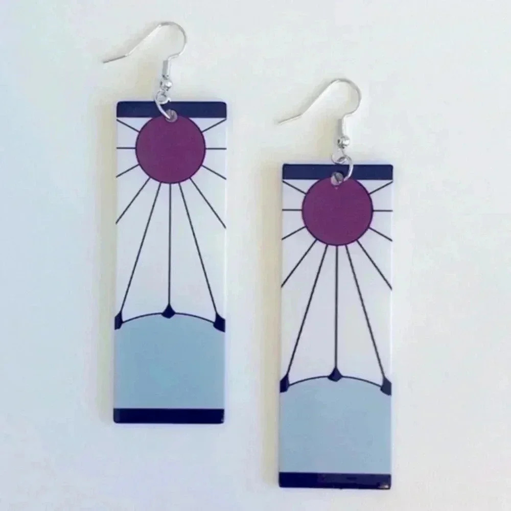 Retro Pop Asian Anime Style Rectangle Resin Earrings 8 NWT - Picture 2 of 3